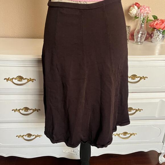 Brown nylon midi skirt - Picture 3 of 4